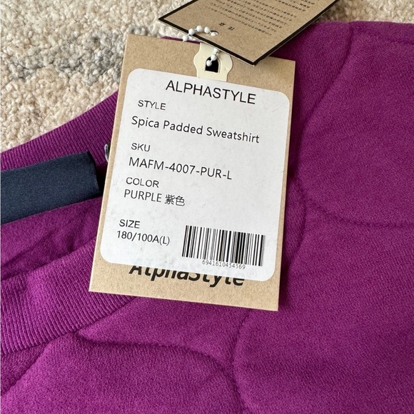 ALPHASTYLE Spica Padded Sweatshirt NWT L - Picture 4 of 6